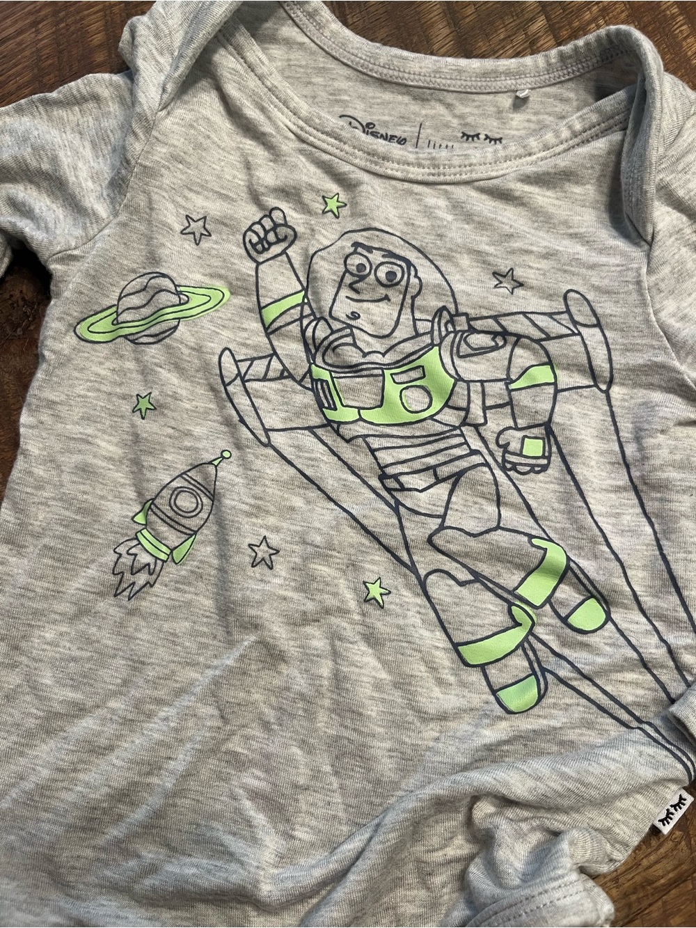 Little Sleepies Disney Baby Gray Buzz Lightyear Graphic One-Piece - Picture 2 of 3